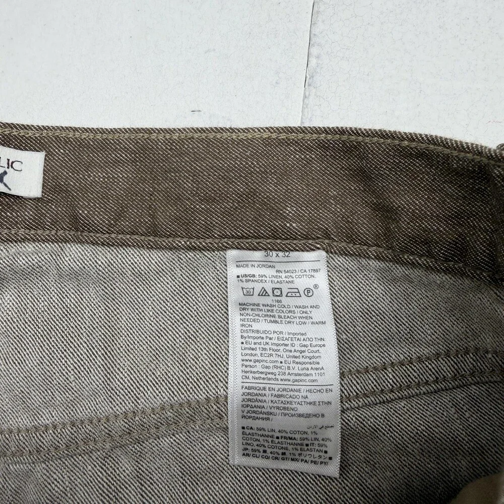 Banana Republic Linen-Cotton Traveler Pants Mens 30x32 Brown Slim Fit Tapered